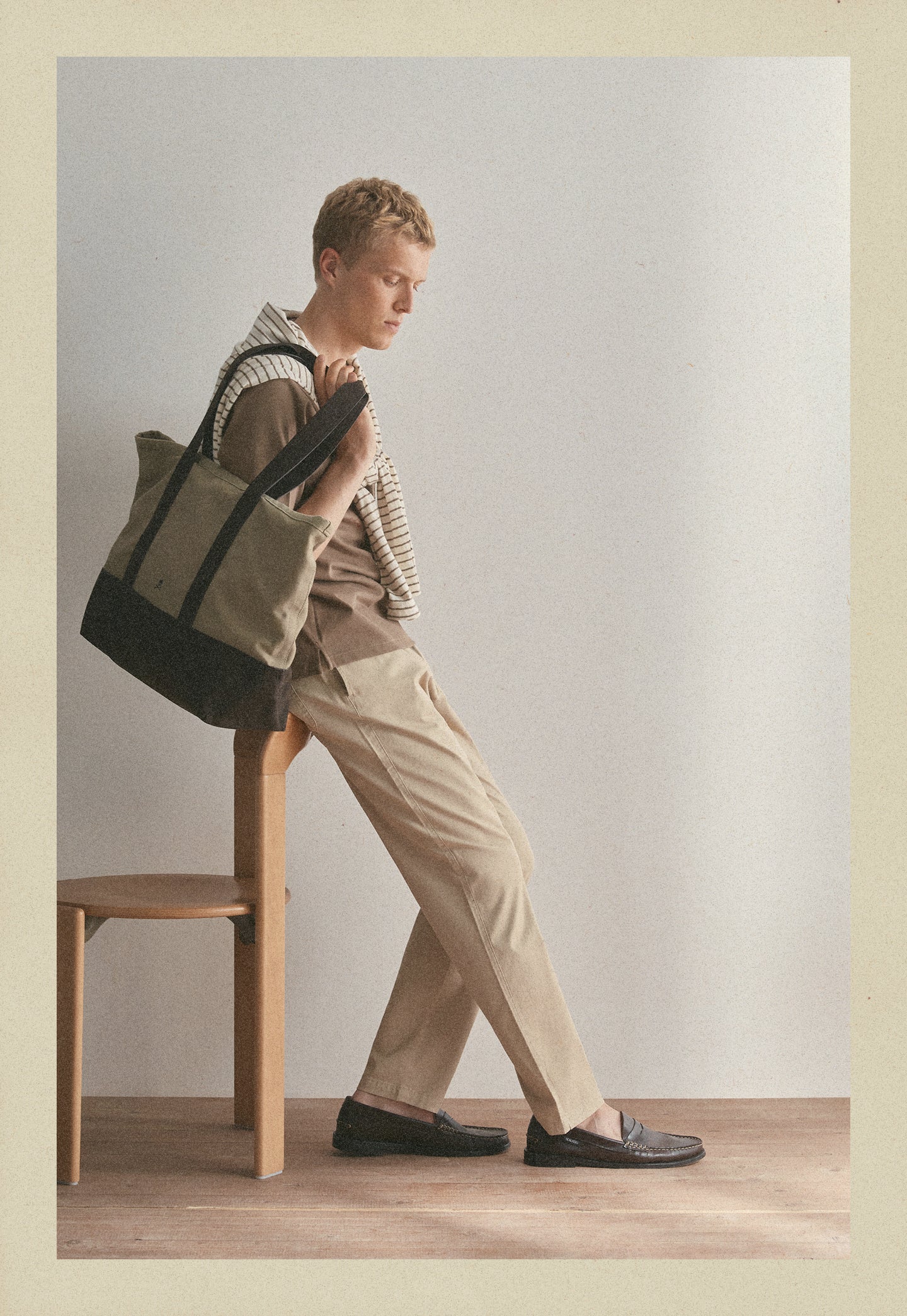 COTTON AND SUEDE TOTE BAG