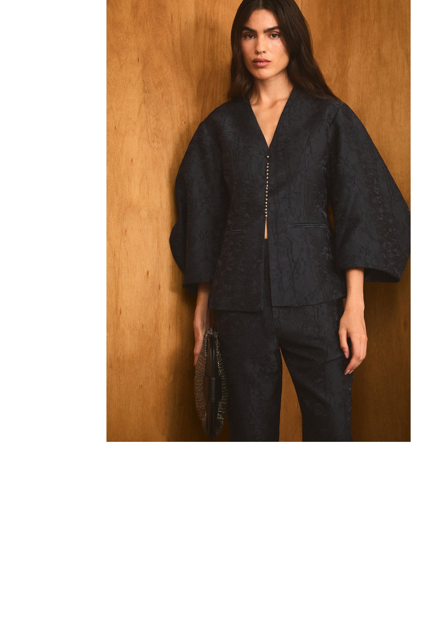 JACQUARD BLAZER WITH VOLUMINOUS SLEEVES